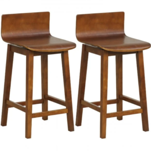 Barhocker 2er-Set, drehbar, Holz, Walnuss