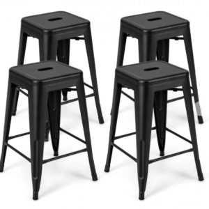 Barhocker aus Metall 4er-Set, stapelbar, Schwarz