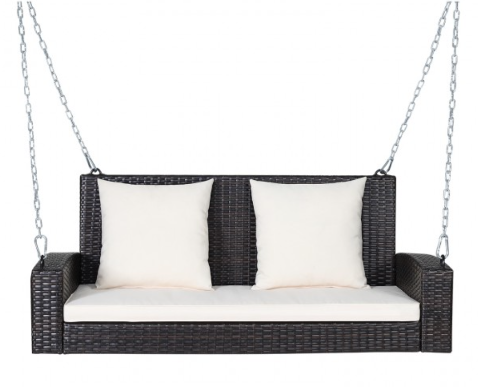 Hängebank 2-Sitzer aus Polyrattan mit Kissen